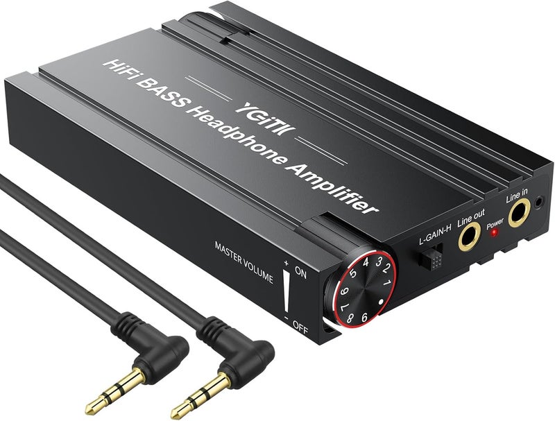 YGiTK 16-600Ω Portable Headphone Amplifier with Bass Boost,3.5mm HiFi Earphone Amplifiers,Gain Switch Bass Volume Adjust,Rechargeble and Aluminum Matte Surface Headphone Amp for Phones,iPad,MP3,MP4 - Image 1